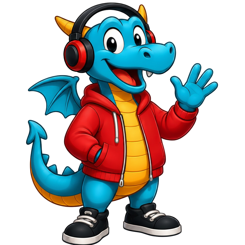 Blue Dragon SEO mascot waving hello